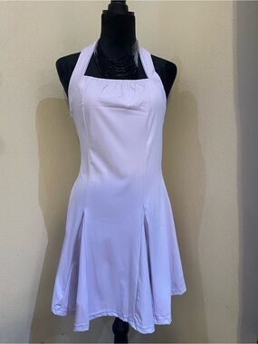 White Halter Fit-and-Flare Dress